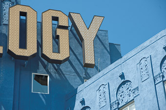 Historic Building - detail of Scientology sign and plaster, off of Sunset Boulevard, Hollywood
