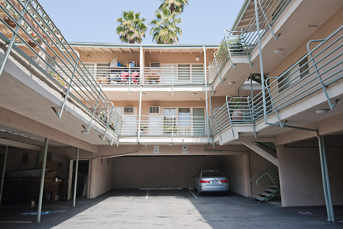 Painted apartment complex in San Fernando